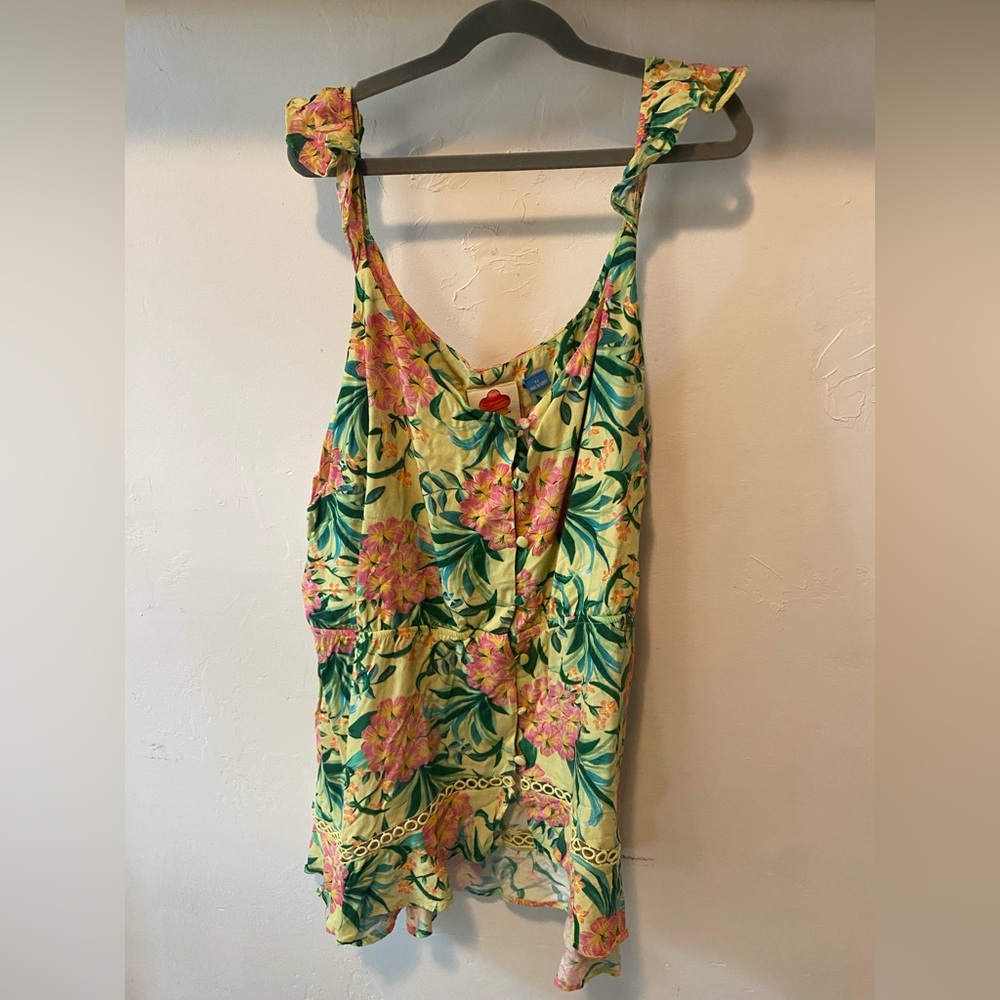 FARM Rio Floral Tank Top - Yellow and Green